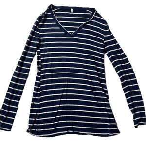 Pink Blush Maternity Long Sleeve Stretch Top Shirt S Casual V-neck Blue White